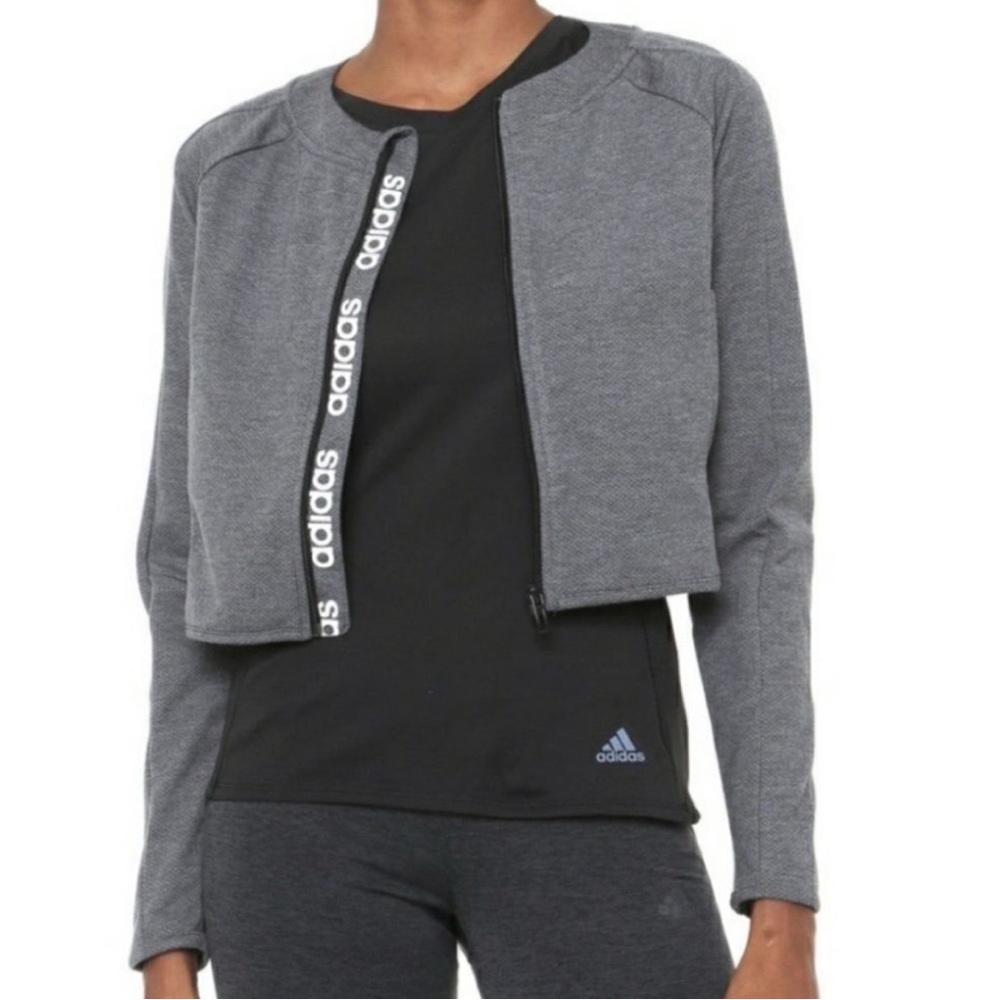 Adidas D2M Design to Move Cropped Track Jacket Large